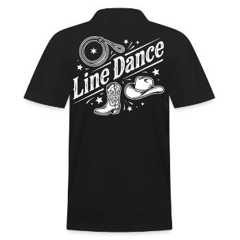Line Dance Western Motiv - Männer Poloshirt - Schwarz - Hinten - Kai (181cm)