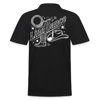 Line Dance Country Western Motiv - Männer Poloshirt - Schwarz - Hinten - Kai (181cm)
