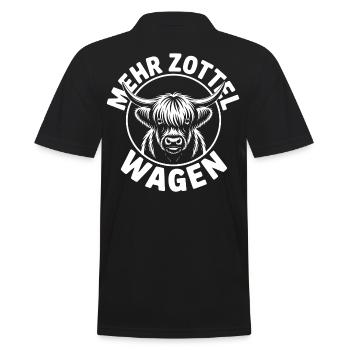 Mehr Zottel wagen - Highlands - Männer Poloshirt - Schwarz - Hinten - Kai (181cm)