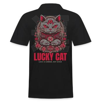 Lucky Cat Glückskatze Maneki Neko Rot - Männer Poloshirt - Schwarz - Hinten - Kai (181cm)