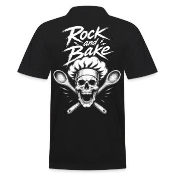 Rock and Bake Schädel Motiv - Männer Poloshirt - Schwarz - Hinten - Kai (181cm)