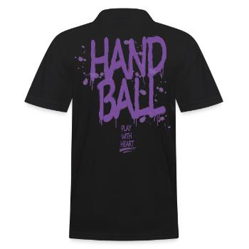Handball Graffiti with Heart - Men's Polo Shirt - black - Back - Kai (181cm)