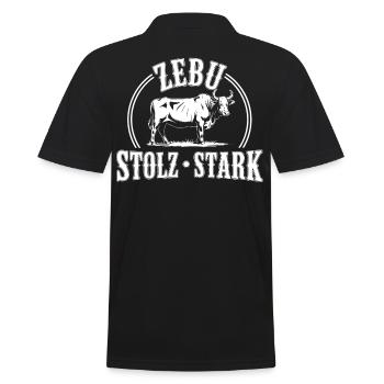 Zebu Stolz Stark Logo - Männer Poloshirt - Schwarz - Hinten - Kai (181cm)