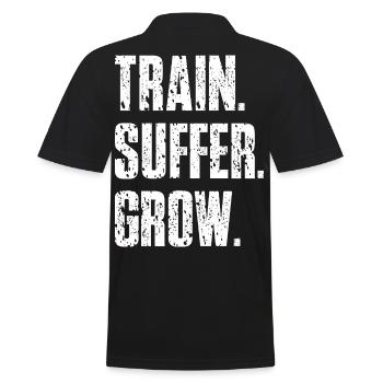Train Suffer Grow Grunge Motto - White - Men's Polo Shirt - black - Back - Kai (181cm)