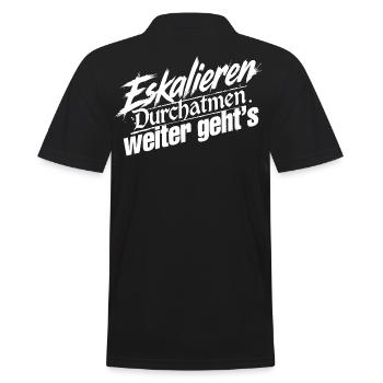 Ruhe Bewahren - Männer Poloshirt - Schwarz - Hinten - Kai (181cm)
