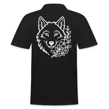 Loup aux fleurs Art naturel élégant - Polo Homme - noir - Dos - Kai (181cm)