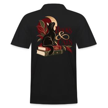 Books & Cats - Männer Poloshirt - Schwarz - Hinten - Kai (181cm)
