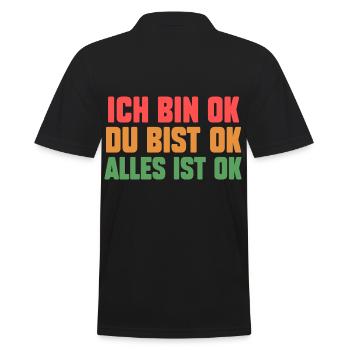 IchBin Ok Du Bist Ok Alles Ist Ok - Männer Poloshirt - Schwarz - Hinten - Kai (181cm)