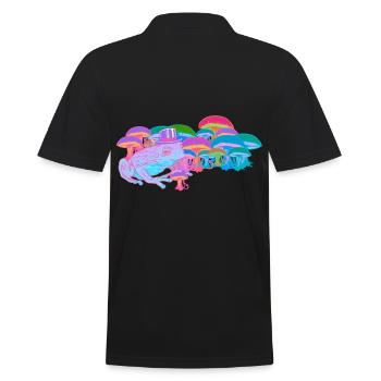 Natürlich Natur Rausch Pilz Frosch Schamane High - Männer Poloshirt - Schwarz - Hinten - Kai (181cm)