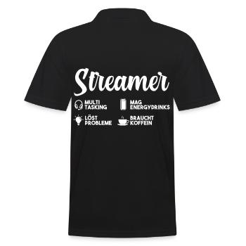 Gaming Zocken Zocker Gamer Streaming Streamer - Männer Poloshirt - Schwarz - Hinten - Kai (181cm)