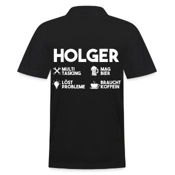 Holger - Männer Poloshirt - Schwarz - Hinten - Kai (181cm)