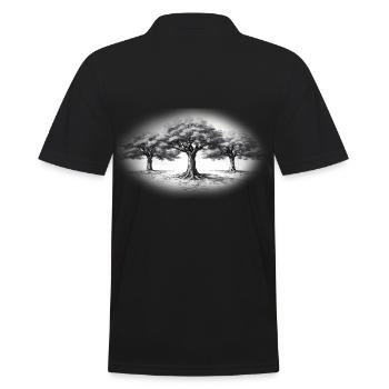 Baum Wald schwarzweiss schwarz weiss - Männer Poloshirt - Schwarz - Hinten - Kai (181cm)