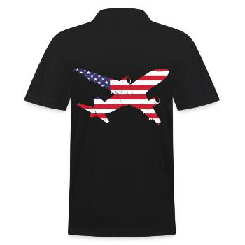 American Flag Airplane Stars And Stripes - Men's Polo Shirt - black - Back - Kai (181cm)