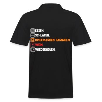 Wein Philatelie Briefmarkensammlung Briefmarkensam - Männer Poloshirt - Schwarz - Hinten - Kai (181cm)