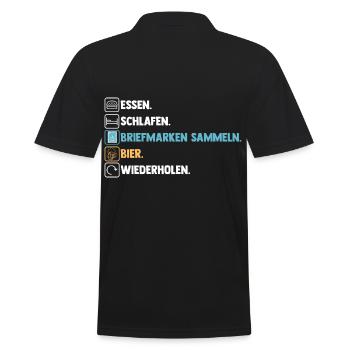 Bier Philatelie Briefmarkensammlung Briefmarkensam - Männer Poloshirt - Schwarz - Hinten - Kai (181cm)
