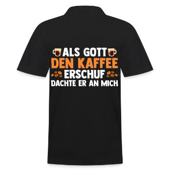 Als Gott Den Kaffee Erschuf Dachte Er An Mich - Männer Poloshirt - Schwarz - Hinten - Kai (181cm)