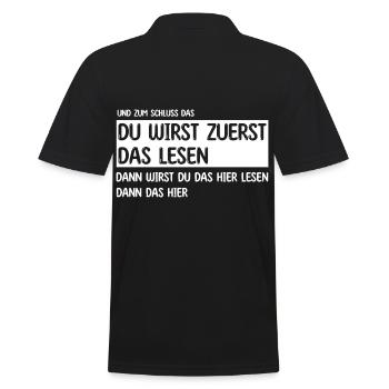Du wirst zuerst das lesen - Männer Poloshirt - Schwarz - Hinten - Kai (181cm)