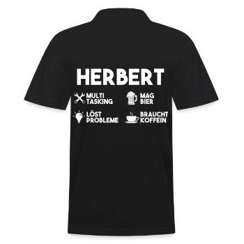 Herbert - Männer Poloshirt - Schwarz - Hinten - Kai (181cm)