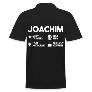 Joachim - Männer Poloshirt - Schwarz - Hinten - Kai (181cm)