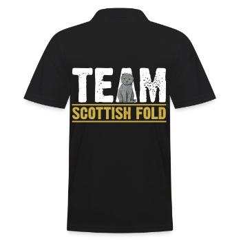 Scottish Fold Katze - Männer Poloshirt - Schwarz - Hinten - Kai (181cm)
