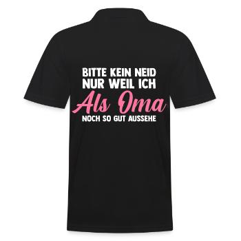 Großmutter Großmama Omi Oma - Männer Poloshirt - Schwarz - Hinten - Kai (181cm)