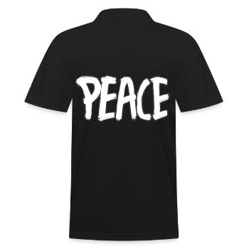 PEACE FRIEDE FRIEDEN - Männer Poloshirt - Schwarz - Hinten - Kai (181cm)