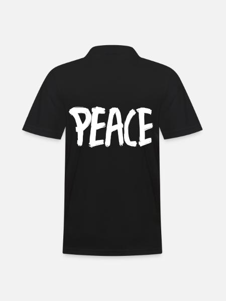 PEACE White Paint BRUSHES - Men's Polo Shirt - black