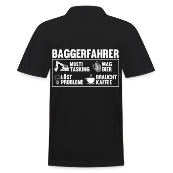 Baggerfahrer Maschinenführer Bier Tiefbauer Bagger - Männer Poloshirt - Schwarz - Hinten - Kai (181cm)