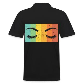 Vintage Artwork Eyelashes Distressed Make Up - Men's Polo Shirt - black - Back - Kai (181cm)