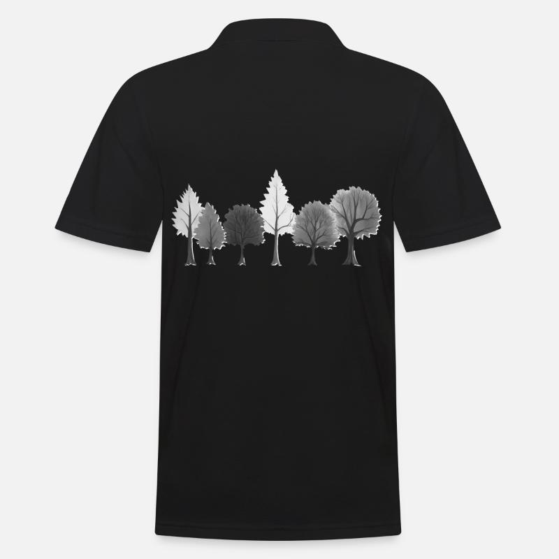 Wald Bäume schwarzweiss - Männer Poloshirt - Schwarz