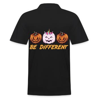 Be different, autistic, LGBT, pumpkin unicorn Halloween - Men's Polo Shirt - black - Back - Kai (181cm)