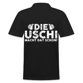 Die Uschi Macht Dat Schon - Männer Poloshirt - Schwarz - Hinten - Kai (181cm)
