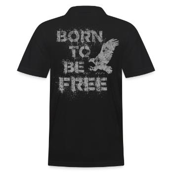Born to be free Freiheit Adler Motorradfahrer wild - Männer Poloshirt - Schwarz - Hinten - Kai (181cm)
