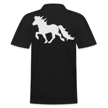 Edles Islandpferd im Tölt - Männer Poloshirt - Schwarz - Hinten - Kai (181cm)