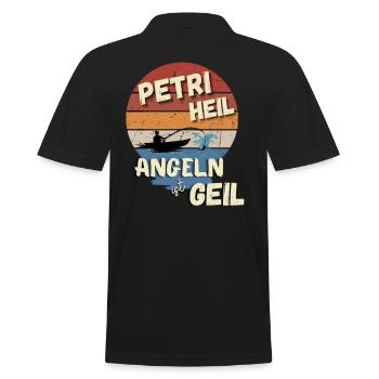 Angeln Petri Heil Angeln ist Geil Geschenk Idee - Männer Poloshirt - Schwarz - Hinten - Kai (181cm)