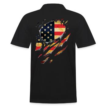 Ripped USA Flage Gift Tears - Men's Polo Shirt - black - Back - Kai (181cm)