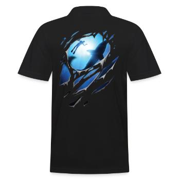 Ripped Diving Shark Gift Cracks - Men's Polo Shirt - black - Back - Kai (181cm)