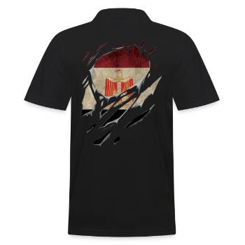 Ripped Egypt Flag Gift Cracks - Men's Polo Shirt - black - Back - Kai (181cm)
