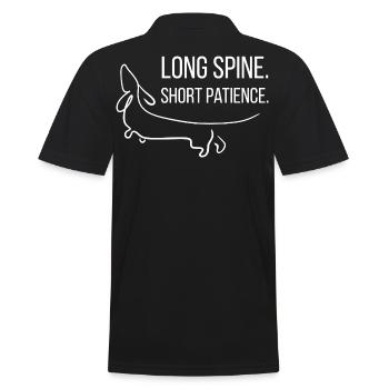 Kurzbeinig. Dickköpfig. Dackel. - Männer Poloshirt - Schwarz - Hinten - Kai (181cm)