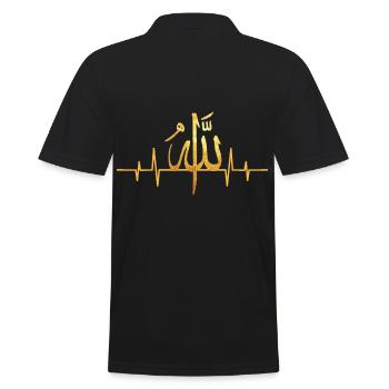 Heartbeat Schriftzeichen Allah - Men's Polo Shirt - black - Back - Kai (181cm)