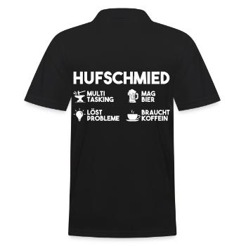 Hufbeschlagschmied Pferdeschmied Bier Kaffee Hufsc - Männer Poloshirt - Schwarz - Hinten - Kai (181cm)