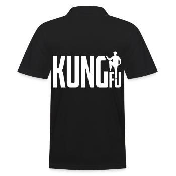 Kung Fu Simple Cool Artwork - Men's Polo Shirt - black - Back - Kai (181cm)