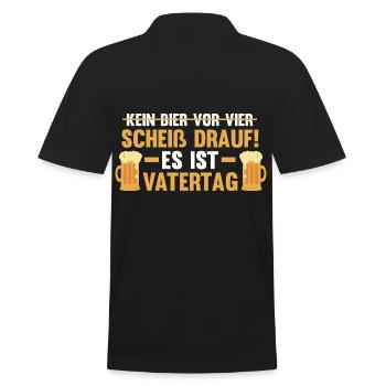 Papa Vater Bier Vatertag - Männer Poloshirt - Schwarz - Hinten - Kai (181cm)