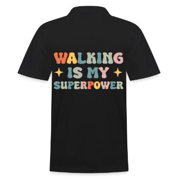 Walking is my superpower - Men's Polo Shirt - black - Back - Kai (181cm)