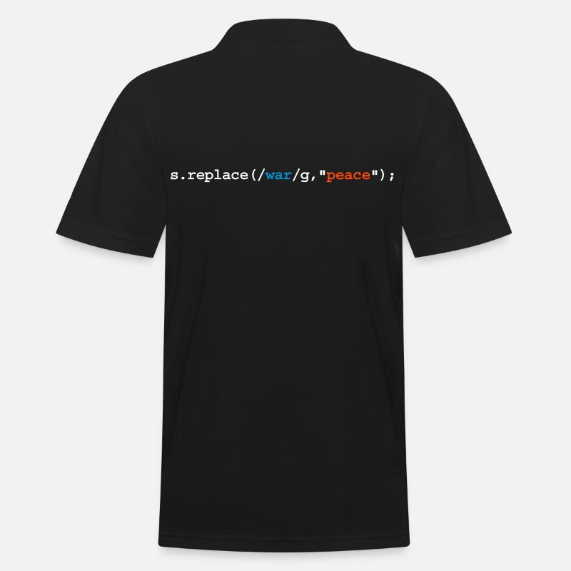 replace war with peace - Männer Poloshirt - Schwarz