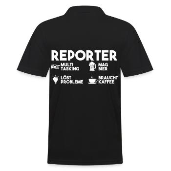 Journalistik Journalist Bier Reporter - Männer Poloshirt - Schwarz - Hinten - Kai (181cm)