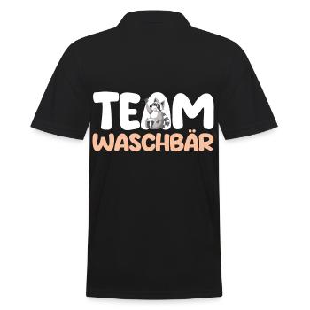 Team Waschbär - Männer Poloshirt - Schwarz - Hinten - Kai (181cm)