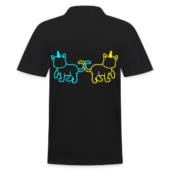Einhörner Katzen Retro Vintage 80er 90er Katze - Männer Poloshirt - Schwarz - Hinten - Kai (181cm)