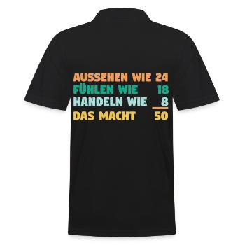 Fünfzig Fünfzigster 50 Jahre Geburtstag - Männer Poloshirt - Schwarz - Hinten - Kai (181cm)