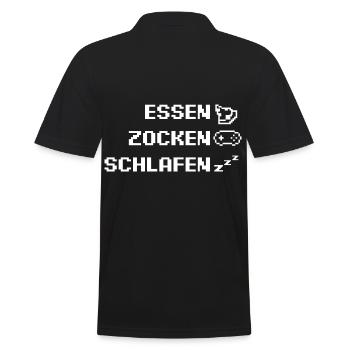 Essen Zocken Schlafen Gamer Gaming - Männer Poloshirt - Schwarz - Hinten - Kai (181cm)
